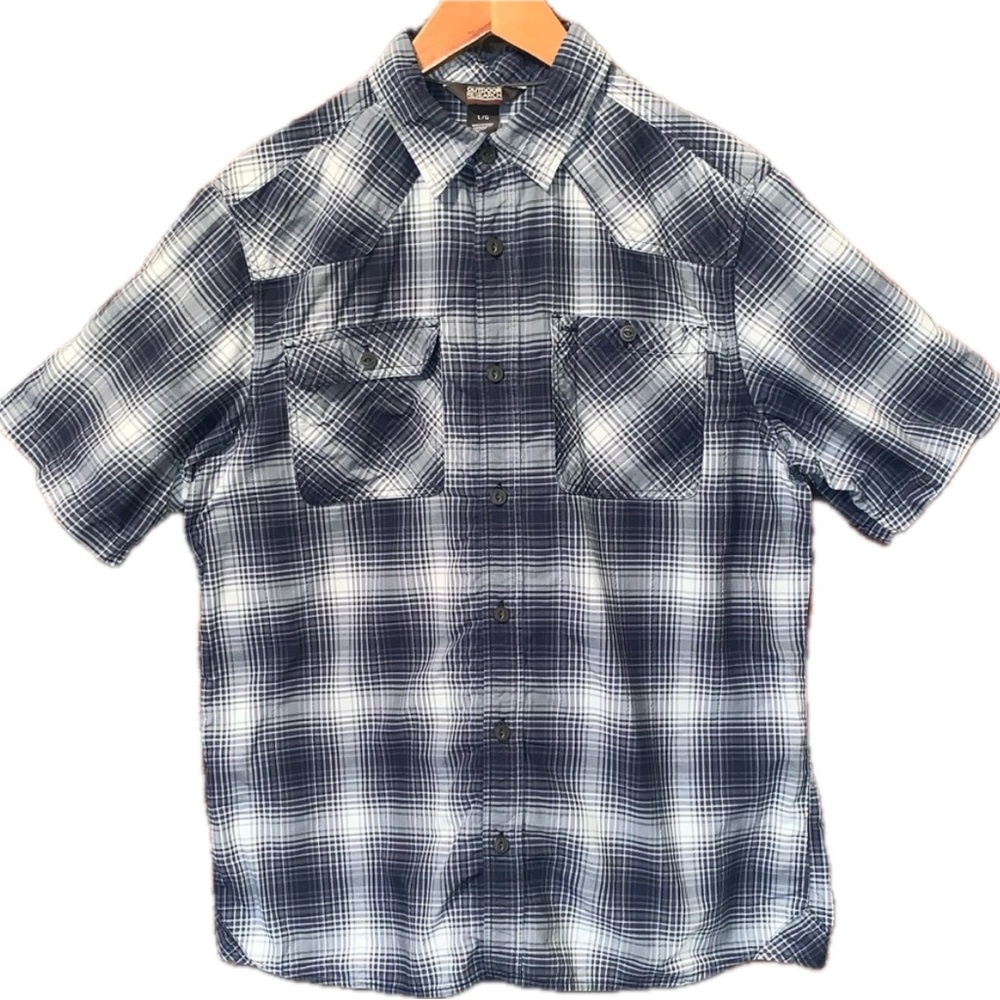 OUTDOOR RESEARCH‎ Seaglass Plaid Growler II Button Up Short Sleeve Shirt Mens L